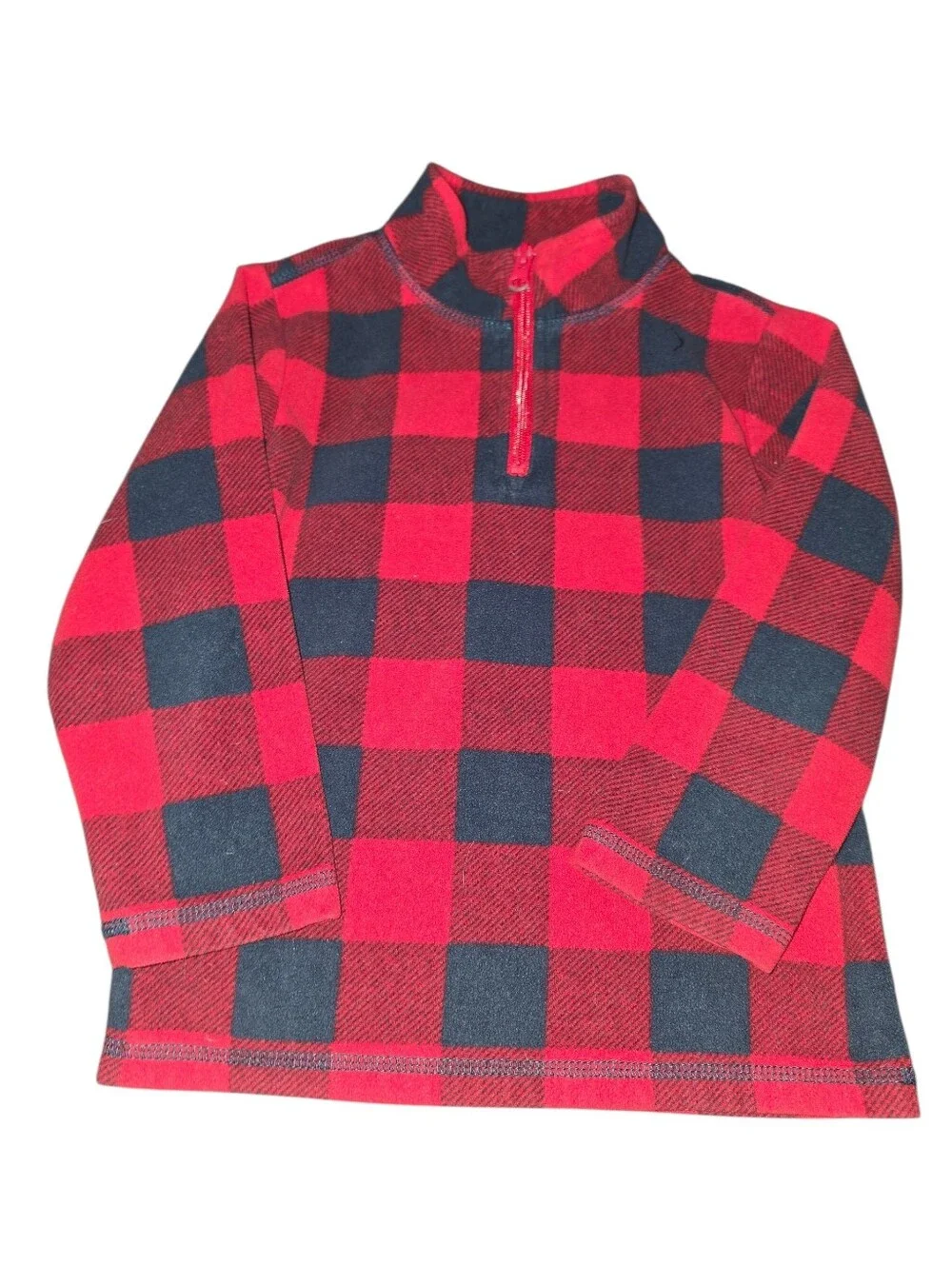 7/6/6. OshKosh B'gosh Boys Red & Black Buffalo Plaid Quarter Zip Pullover